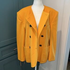 Vintage Escada Gold Wool and Silk Blazer Pea Coat Size 42